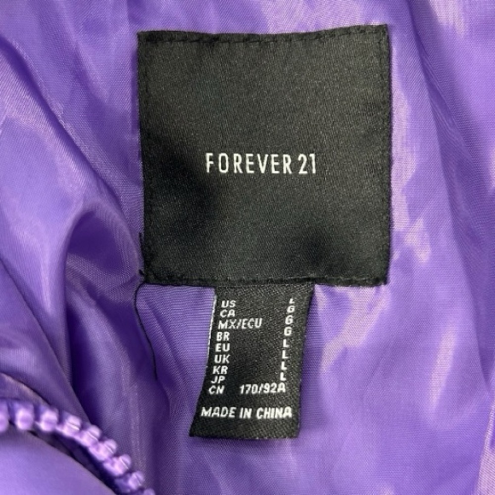 Forever 21 Women’s Winter Full Zip Fashion Puffer Jacket Size Large Purple - Picture 11 of 11